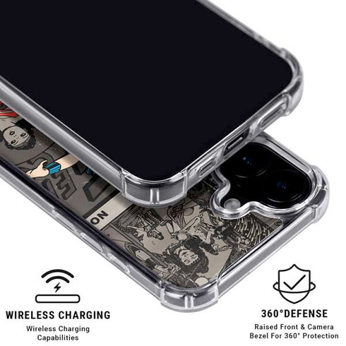 DC Comics Wonder Woman Vintage pose pattern iPhone 16 Plus Clear Case