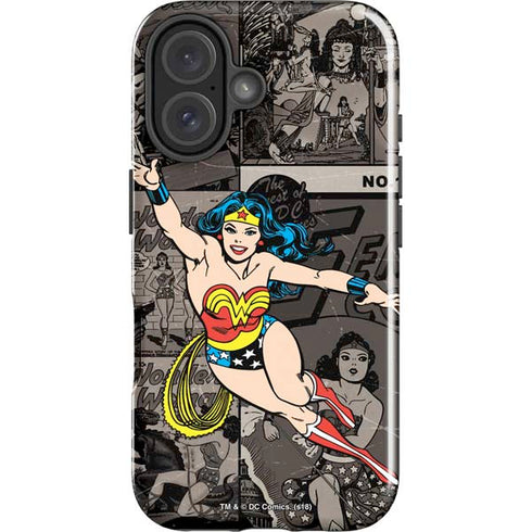 DC Comics Wonder Woman Vintage pose pattern iPhone 16 Plus Impact Case