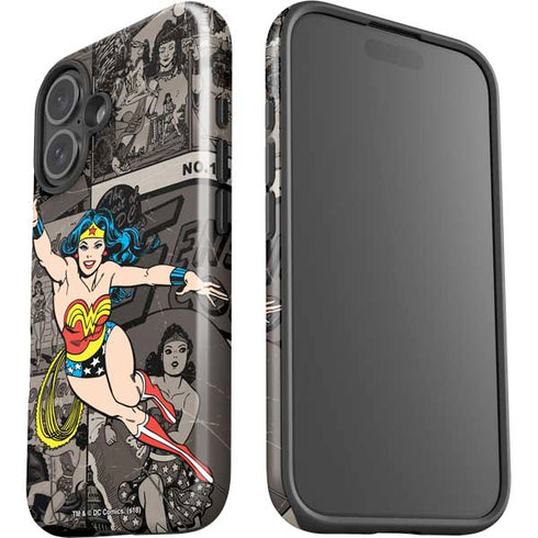 DC Comics Wonder Woman Vintage pose pattern iPhone 16 Plus Impact Case