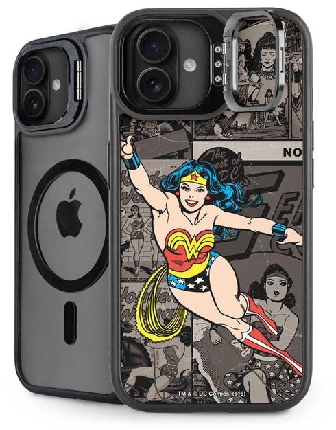 DC Comics Wonder Woman Vintage pose pattern iPhone 16 Plus Kickstand Case