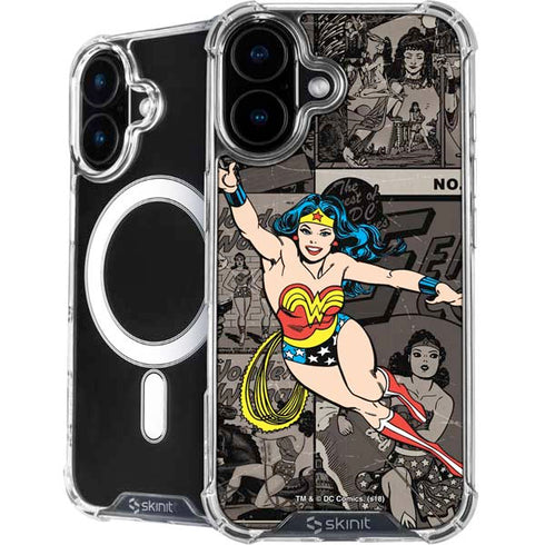 DC Comics Wonder Woman Vintage pose pattern iPhone 16 Plus MagSafe Case