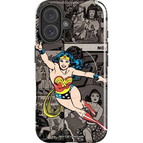 DC Comics Wonder Woman Vintage pose pattern iPhone 16 Plus Magsafe Impact Case