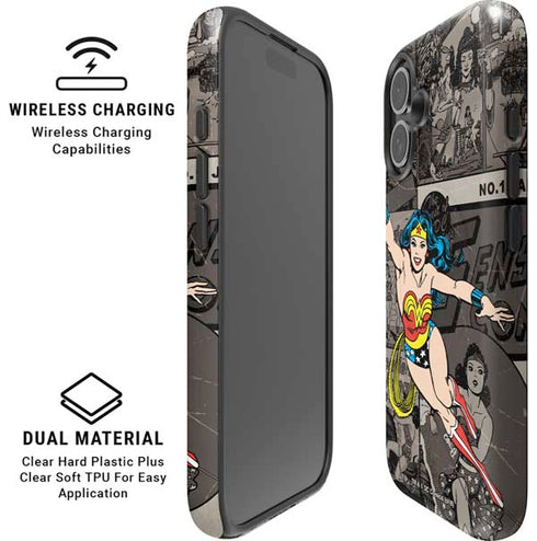 DC Comics Wonder Woman Vintage pose pattern iPhone 16 Plus Magsafe Impact Case