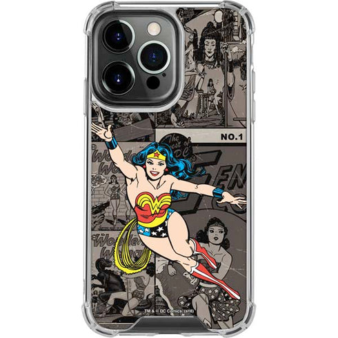 DC Comics Wonder Woman Vintage pose pattern iPhone 16 Pro Clear Case