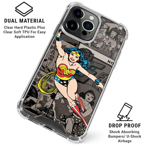 DC Comics Wonder Woman Vintage pose pattern iPhone 16 Pro Clear Case