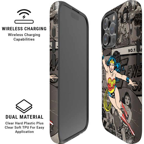 DC Comics Wonder Woman Vintage pose pattern iPhone 16 Pro Max Magsafe Impact Case