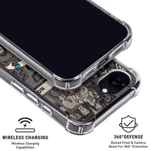DC Comics Wonder Woman Vintage pose pattern iPhone 16e Clear Case