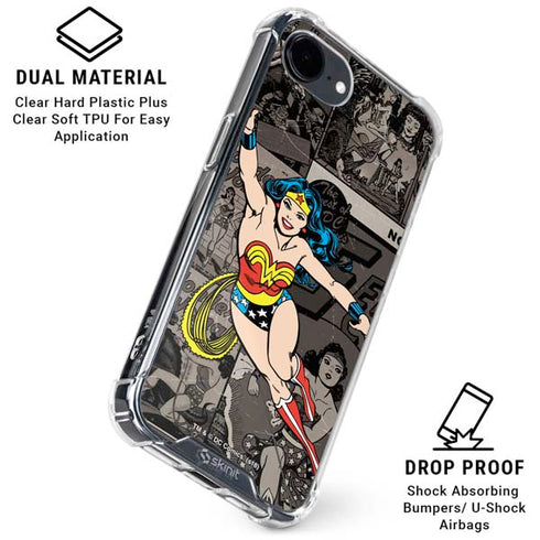 DC Comics Wonder Woman Vintage pose pattern iPhone 16e Clear Case