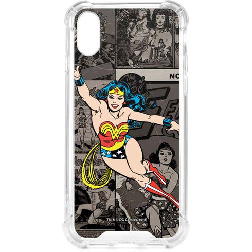 DC Comics Wonder Woman Vintage pose pattern iPhone XS Clear Case