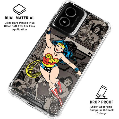 DC Comics Wonder Woman Vintage pose pattern Moto G Power 5G (2024) Clear Case