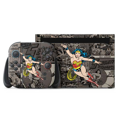 DC Comics Wonder Woman Vintage pose pattern Nintendo Skins