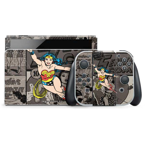 DC Comics Wonder Woman Vintage pose pattern Nintendo Skins