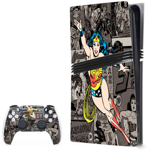 DC Comics Wonder Woman Vintage pose pattern PS5 Pro Bundle Skin