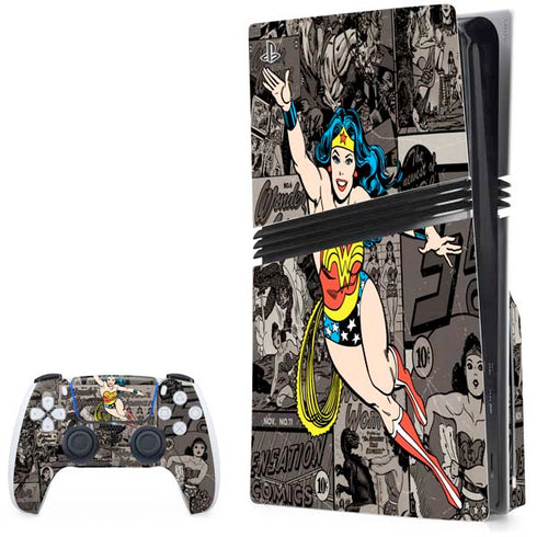 DC Comics Wonder Woman Vintage pose pattern PS5 Pro Disk Bundle Skin