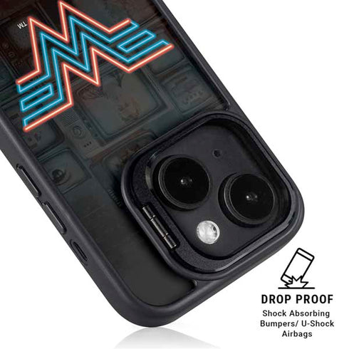 Wonder Woman 1984 (2020) Neon Logo iPhone 15 Plus Kickstand Case
