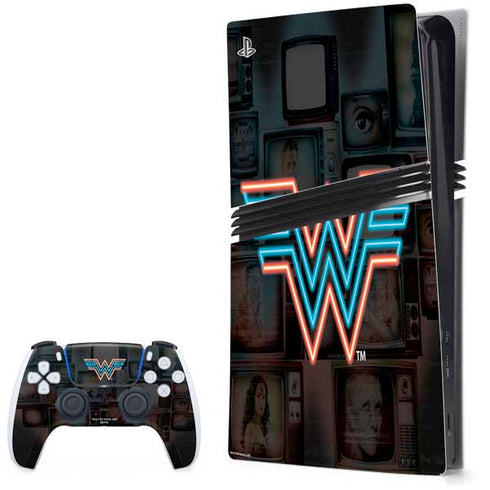 Wonder Woman 1984 (2020) Neon Logo PS5 Pro Bundle Skin