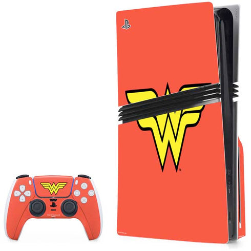 DC Comics Wonder Woman Classic Logo PS5 Pro Disk Bundle Skin