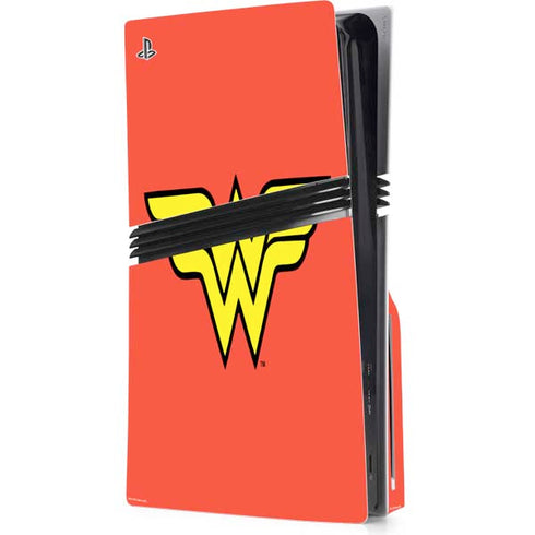 DC Comics Wonder Woman Classic Logo PS5 Pro Disk Console Skin