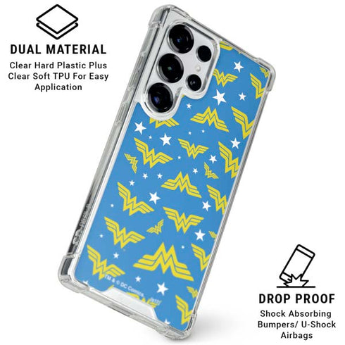 DC Comics Wonder Woman Pattern Galaxy S26 Ultra Clear Case