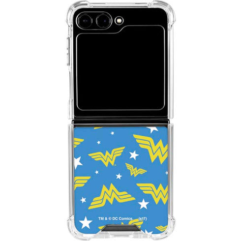 DC Comics Wonder Woman Pattern Galaxy Z Flip6 Clear Case
