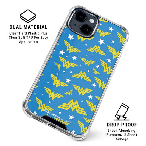 DC Comics Wonder Woman Pattern iPhone 15 Clear Case