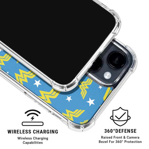 DC Comics Wonder Woman Pattern iPhone 15 Clear Case