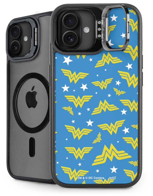 DC Comics Wonder Woman Pattern iPhone 16 Plus Kickstand Case
