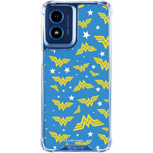 DC Comics Wonder Woman Pattern Moto G Play 4G (2024) Clear Case