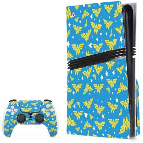 DC Comics Wonder Woman Pattern PS5 Pro Disk Bundle Skin