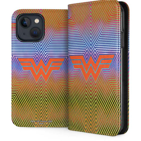 Wonder Woman 1984 (2020) Rainbow Chevron Logo iPhone 15 Plus Folio Case