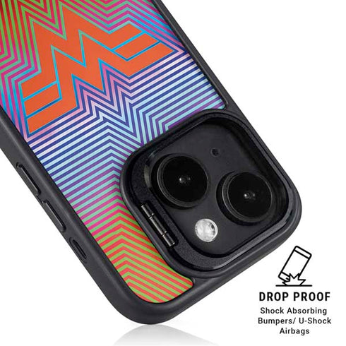 Wonder Woman 1984 (2020) Rainbow Chevron Logo iPhone 15 Plus Kickstand Case