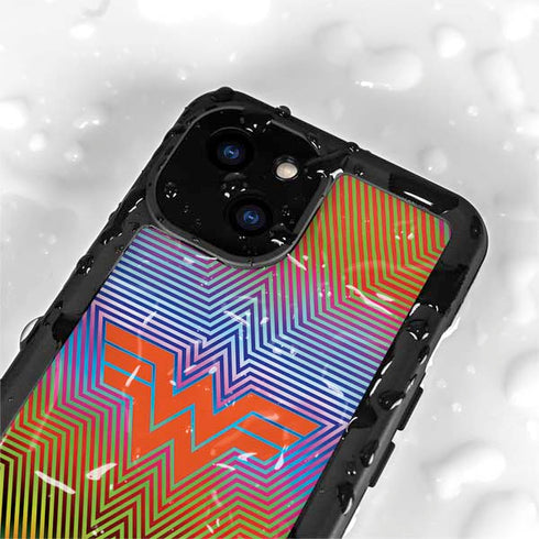 Wonder Woman 1984 (2020) Rainbow Chevron Logo iPhone 15 Plus Waterproof Case