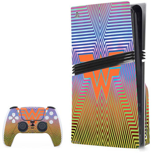 Wonder Woman 1984 (2020) Rainbow Chevron Logo PS5 Pro Disk Bundle Skin