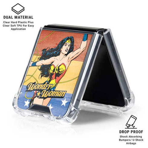 DC Comics Wonder Woman Ready to Fight Galaxy Z Flip7 Clear Case