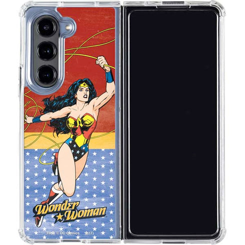 DC Comics Wonder Woman Ready to Fight Galaxy Z Fold5 5G Clear Case