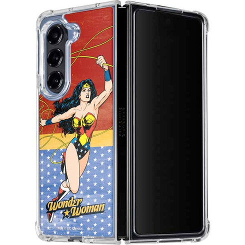 DC Comics Wonder Woman Ready to Fight Galaxy Z Fold5 5G Clear Case
