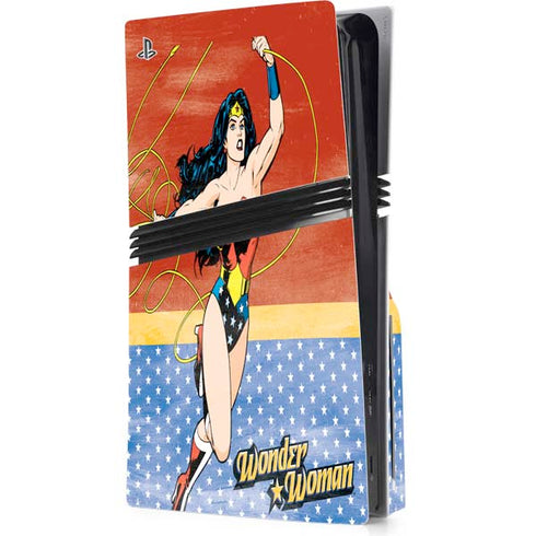 DC Comics Wonder Woman Ready to Fight PS5 Pro Disk Console Skin