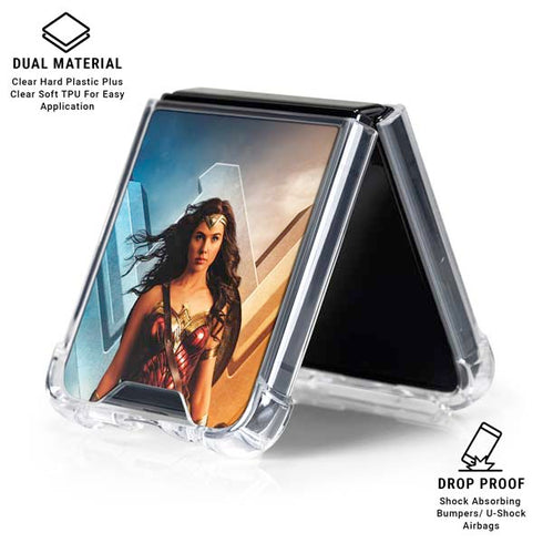DC Comics Wonder Woman Main characters Poster Galaxy Z Flip7 Clear Case