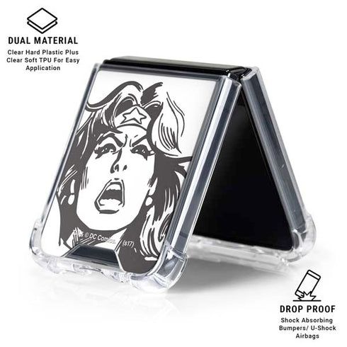 DC Comics Wonder Woman Vintage Comic Art Galaxy Z Flip6 Clear Case