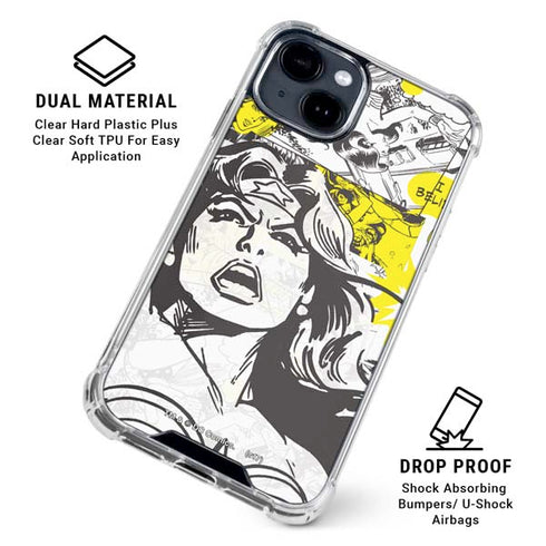 DC Comics Wonder Woman Vintage Comic Art iPhone 15 Clear Case