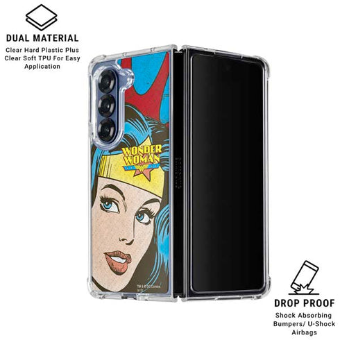 DC Comics Wonder Woman Vintage Profile Galaxy Z Fold7 Clear Case