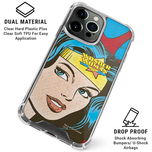 DC Comics Wonder Woman Vintage Profile iPhone 16 Pro Clear Case