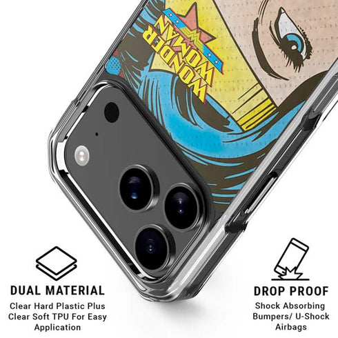 DC Comics Wonder Woman Vintage Profile iPhone 17 Pro Clear Case