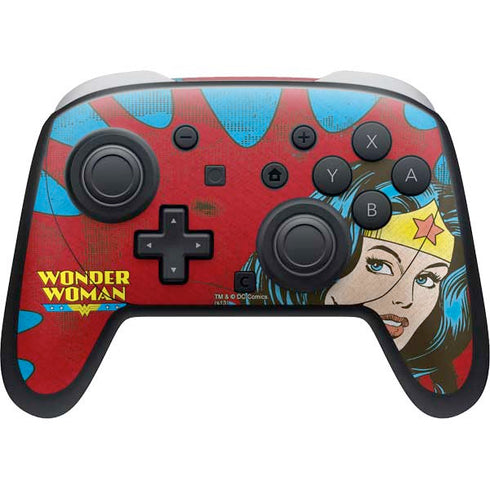 DC Comics Wonder Woman Vintage Profile Nintendo Switch 2 (2025) Pro Controller Skin