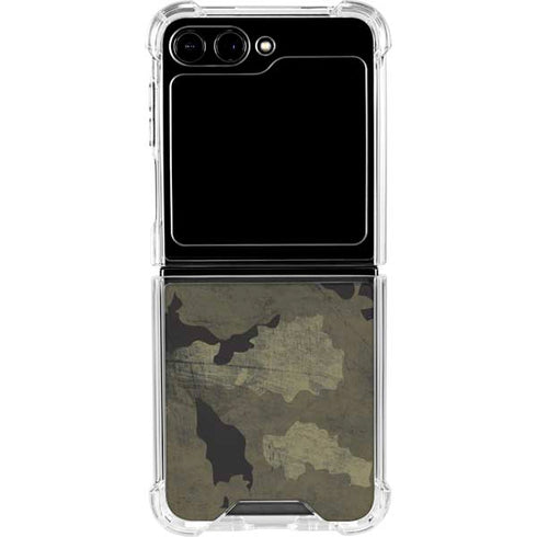 Wood Camo Camouflage Galaxy Z Flip6 Clear Case