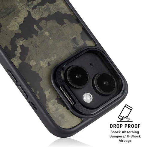 Wood Camo Camouflage iPhone 15 Kickstand Case