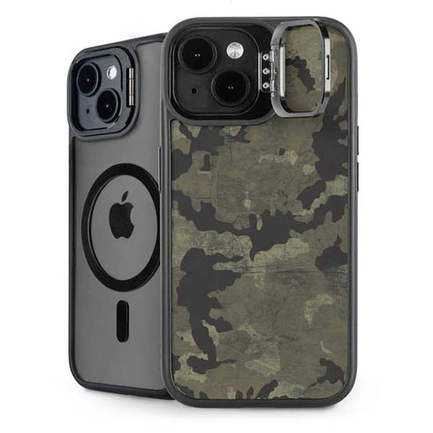 Wood Camo Camouflage iPhone 15 Plus Kickstand Case