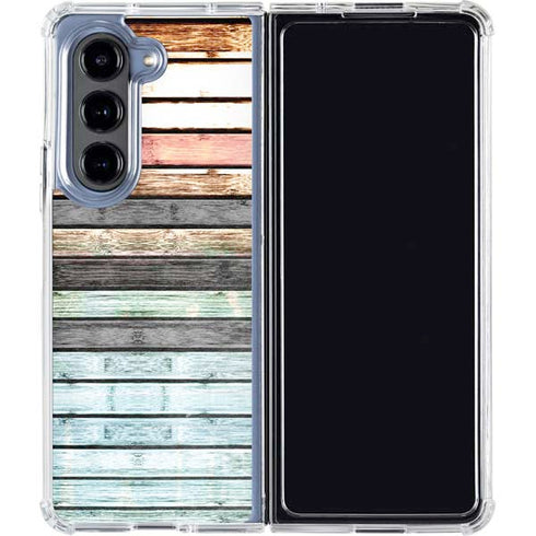 Wooden Stripes Galaxy Z Fold5 5G Clear Case