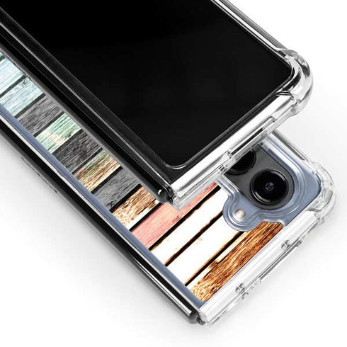 Wooden Stripes Galaxy Z Fold5 5G Clear Case