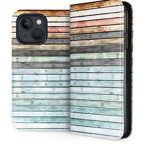 Wooden Stripes iPhone 13 Folio Case
